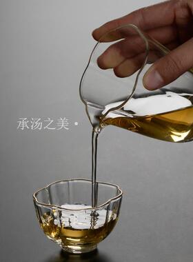空盒子创意花瓣口造型高硼硅玻璃公道杯 家用透明玻璃分茶器 待客