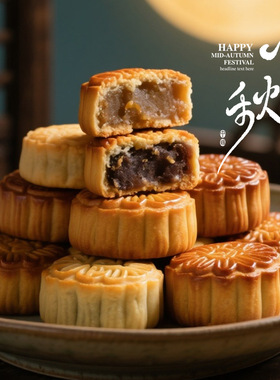 分装瓶收纳罐中秋节品质广式蛋黄月饼莲蓉豆沙传统糕点团购礼盒装