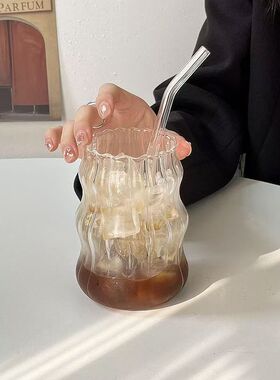 空盒子云朵纹玻璃杯家用高颜值咖啡杯创意冷饮杯果汁杯水杯