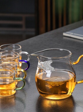 空盒子把手高硼硅玻璃带月牙一体过滤公道杯断水利落功夫茶具泡茶