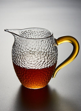 空盒子玻璃锤纹公杯茶海加厚功夫茶具分茶器禅意公道杯锤纹玲珑公