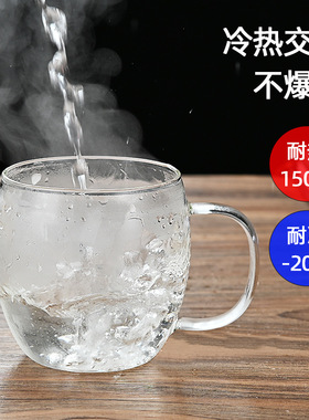 空盒子耐热玻璃三件杯带盖过滤水杯办公家用花茶杯泡煮茶杯高硼硅