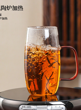 空盒子跨境高颜值彩把玻璃杯耐高温高硼硅透明玻璃杯家用果汁饮料