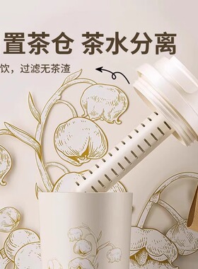 空盒子316咖啡随行杯铃兰保温保冷杯女生高颜值吸管车载双饮水杯