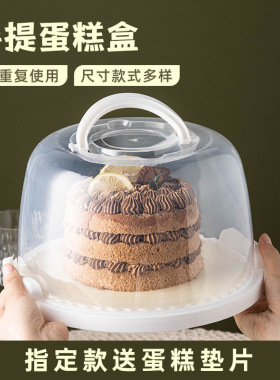 分装瓶收纳罐8寸重复利用塑料蛋糕盒手提生日蛋糕盒子透明收纳包
