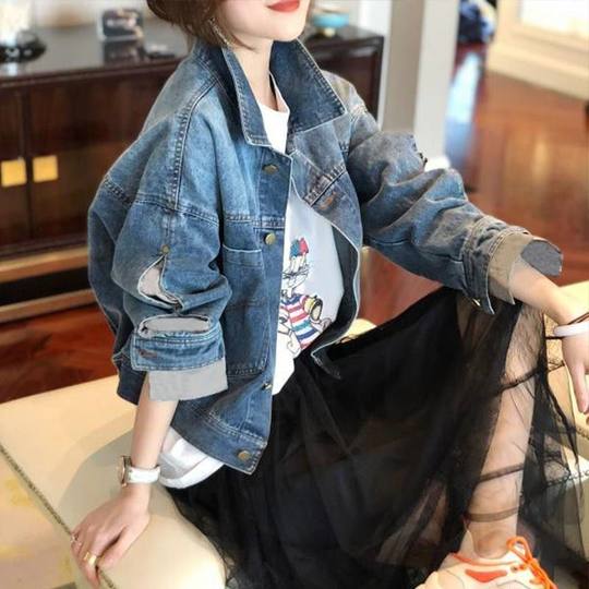 Neue kurze Jeansjacke im Hongkong-Stil für Damen, Frühlings- und Herbststil