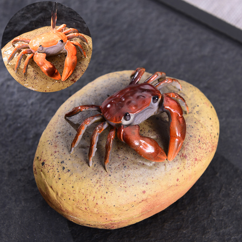Spatio紫砂螃蟹茶宠摆件变色喷水茶玩茶台创意装饰品茶道工艺品 - 图2