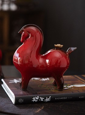 西安唐马纪念品马上有钱简约创意招财陶瓷公室装饰摆件客厅桌面