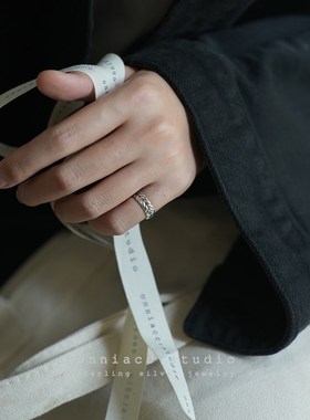 麦穗尾戒女戒指纯银高级感轻奢小众设计简约百搭开口个性做旧复古