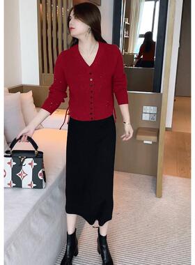 时尚洋装套装女秋季2023今年流行新款高级感洋派减龄裙子两件套