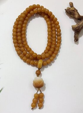 天然菩提风化黄108颗佛珠手串手链念珠文玩饰品手盘毛衣链