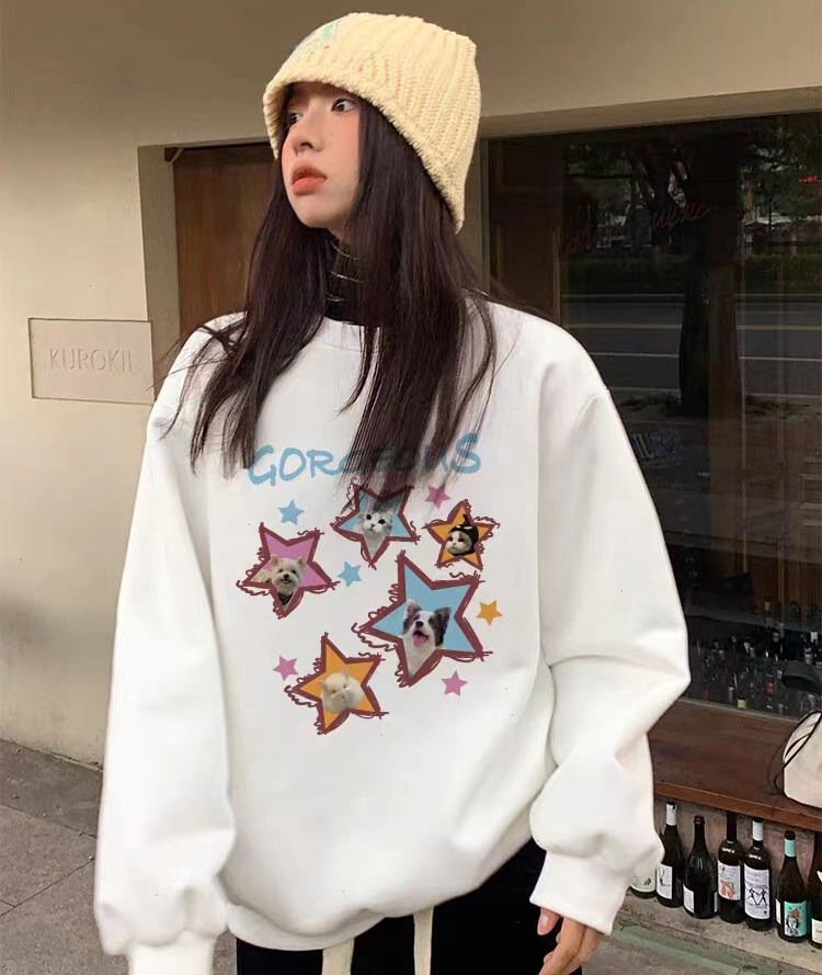 两件!350克重加绒加厚圆领无帽卫衣女男