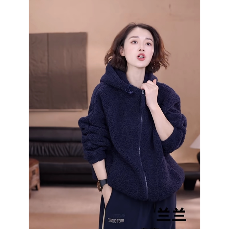 2025年冬季新款洋气时尚连帽颗粒绒奥粒绒外套休闲加厚保暖上衣女,淘宝优惠券,粉丝福利购,淘宝优惠卷