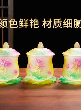 极速琉璃供奉套装佛具用品大全家用佛F堂供佛供具供水杯供果盘香