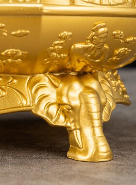 极速八仙聚宝盆纯铜摆件实v心全铜带元宝盖子招财进宝聚财黄铜家