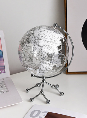 极速简约透明银色轻奢地球仪朋z友送礼家居客厅电视柜装饰金属悬
