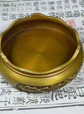 极速l底座纯铜浮雕莲花底摆观音佛像圆铜底托室拖U架件形办公装饰