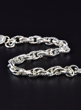 999银手链男粗实心十二生肖吊坠情侣手链纯银手链女简约韩版学生