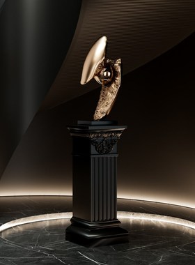 轻奢电镀几何艺术雕塑落地摆件酒店大堂客厅楼梯下走廊过道装饰品