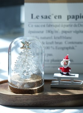 淄博非遗手工琉璃白金圣诞树摆件实心透I明氛围感装饰品少女心礼