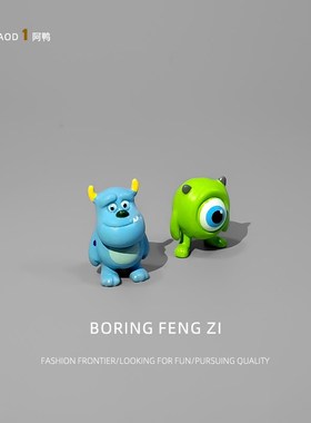 无聊了!看看可爱的小蓝毛怪情绪解压小摆件桌面大眼怪工位装饰品