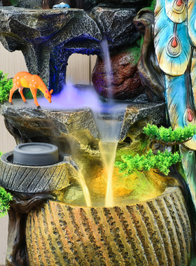 新中式客厅孔雀循环水开业乔迁礼