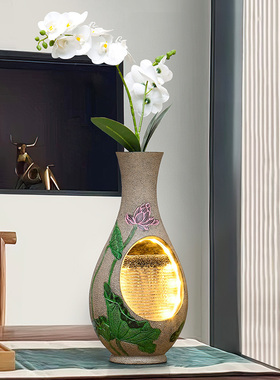 新中式荷花流水摆件佛堂供佛花瓶