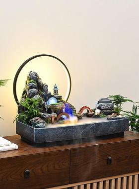 假山流水生财摆件鱼池循环水造景客厅办公室招财风水轮开业乔迁礼