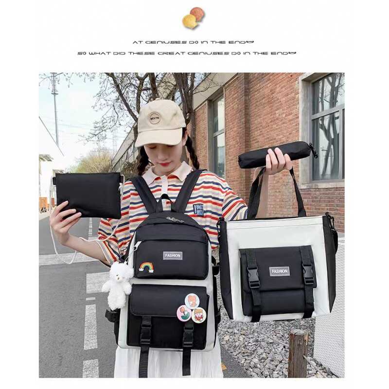新款四件套中学生背包帆布双肩包女韩版原宿大容量书包学院风_尚好家居日用_箱包皮具/热销女包/男包-第4张图片-提都小院 新款四件套中学生背包帆布双肩包女韩版原宿大容量书包学院风_尚好家居日用_箱包皮具/热销女包/男包-第4张图片-提都小院