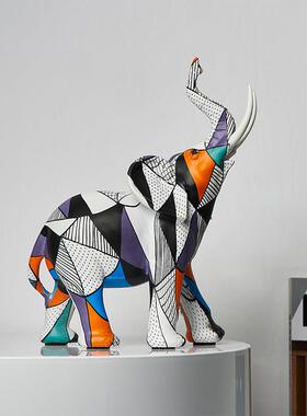 抽象艺术大象摆件高级感家居饰品客厅玄关酒柜电视柜装饰轻奢高档