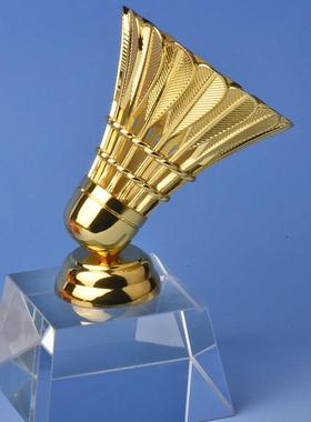 创意水晶底座金属羽毛球奖杯摆件奖品送男女朋友老师同学生日礼物