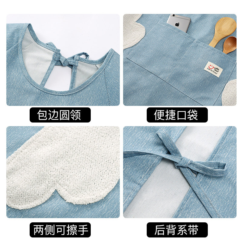 男网红长袖围裙女2026新款纯棉厨房家用摆摊年轻人做饭罩衣工作服