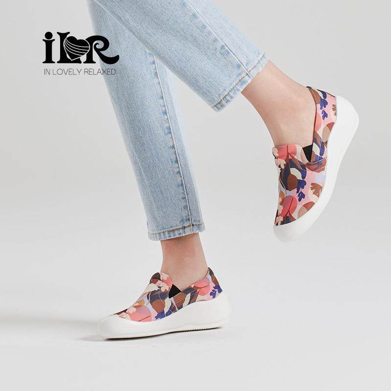 ILR因爱乐诗时尚印花坡跟乐福鞋女极简一脚蹬平底软底不累脚女鞋,淘宝优惠券,粉丝福利购,淘宝优惠卷