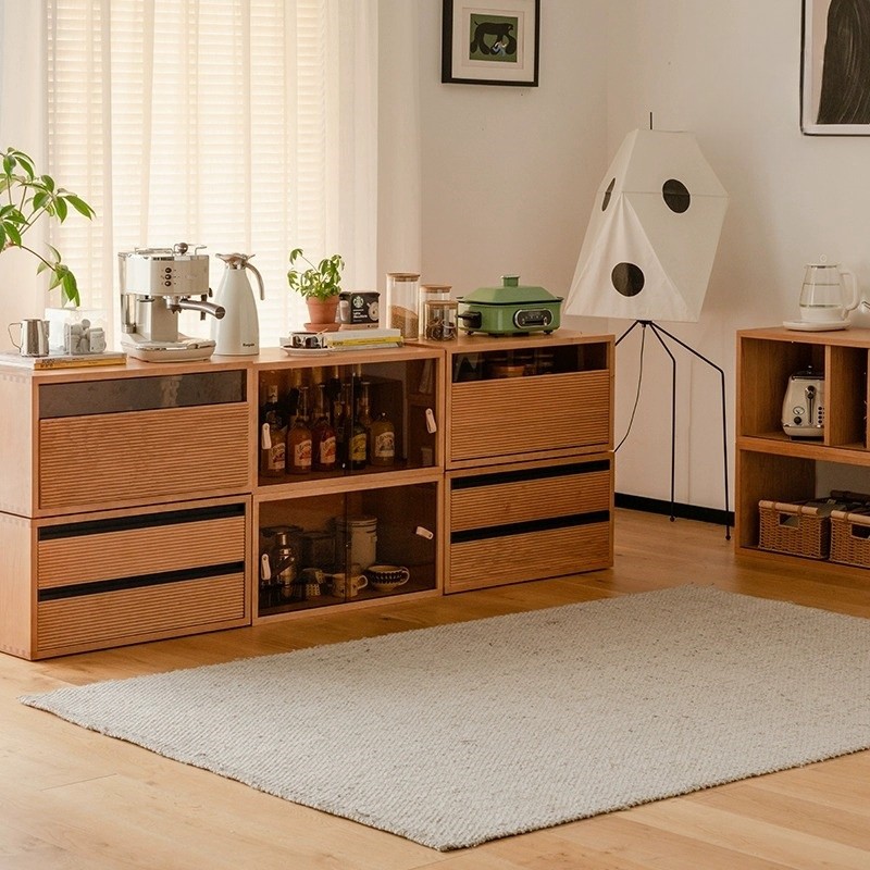 4I实木樱桃木自由组合柜日式多功能客厅落地柜书柜DIY电视柜储物,淘宝优惠券,粉丝福利购,淘宝优惠卷