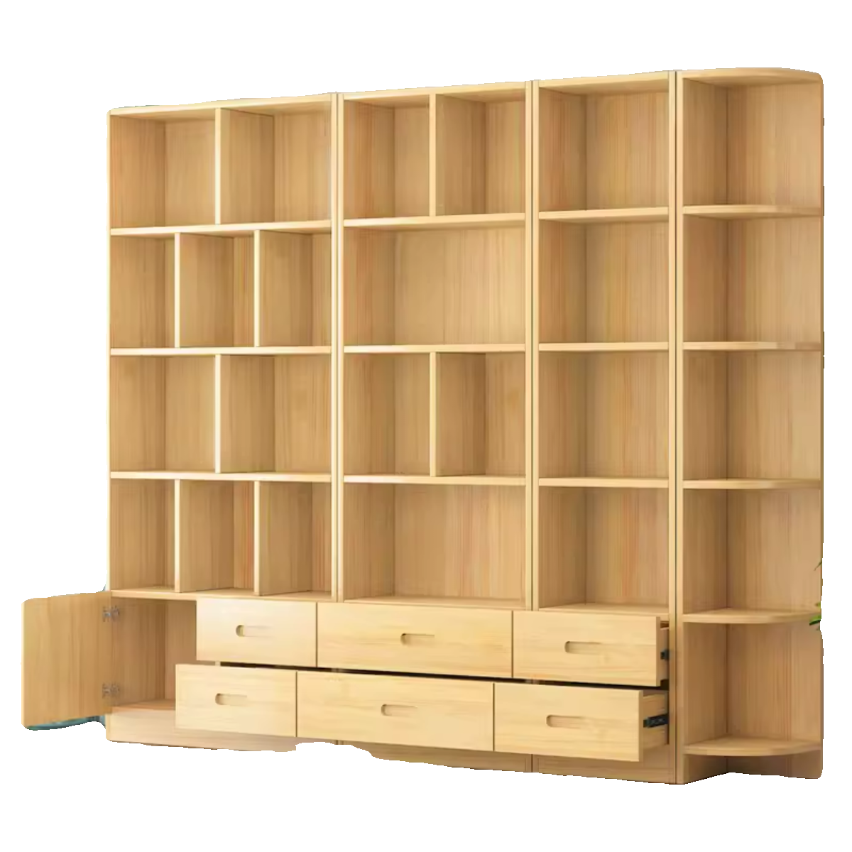 全实木书架书柜落地置物架客厅家用收纳柜松木格子柜自由组合定,淘宝优惠券,粉丝福利购,淘宝优惠卷