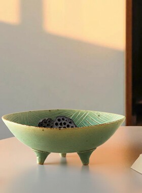 艺术感陶瓷水果盘客厅茶几家用零食干果摆放盘高颜值佛手柑托盘