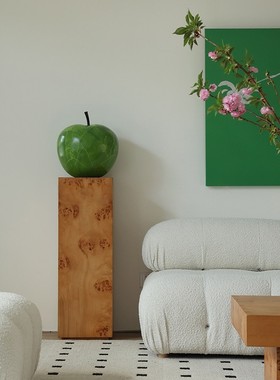 法式中古手绘肌理苹果艺术雕塑绿色大型树脂家居摆件高端装饰品