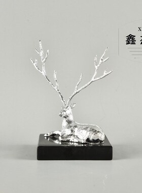 欧式合金麋鹿摆件客厅酒柜隔断柜茶几桌面美S式大理石软装饰品
