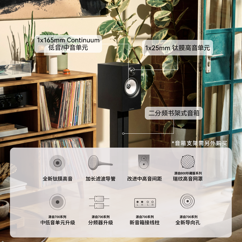 B&W/宝华韦健606 S3家用发烧级HiFi桌面书架音箱+PMA600功放套装-图2