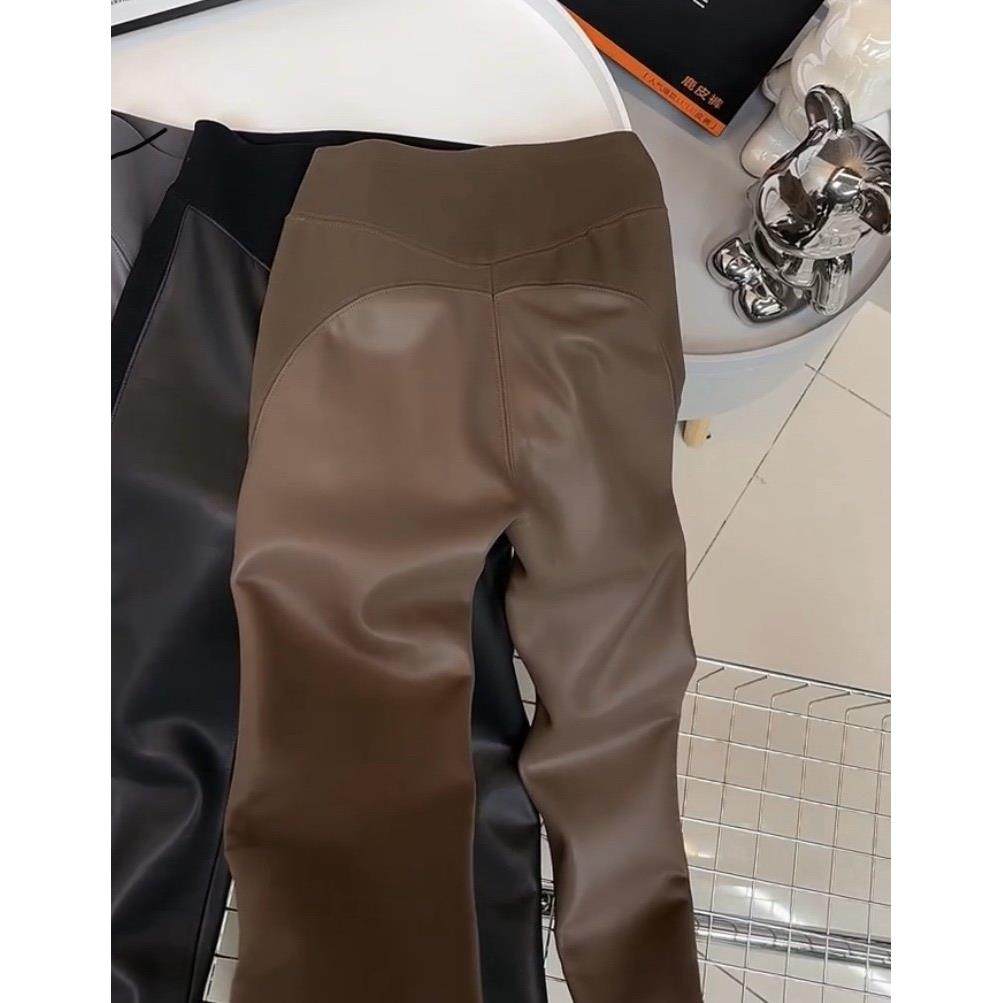 设计感拼接皮裤女外穿秋冬加绒时尚芭比裤紧身显瘦弹力高腰打底裤,淘宝优惠券,粉丝福利购,淘宝优惠卷