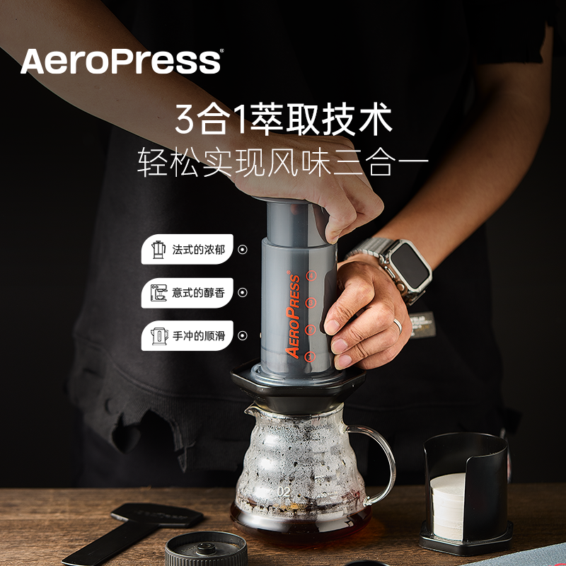 Aeropress爱乐压标准版手压咖啡机户外便携浓缩法压壶手冲咖啡壶 - 图0