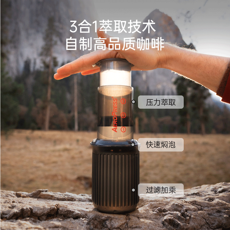 Aeropress爱乐压GO便携式咖啡机手动浓缩意式手冲咖啡壶户外旅行-图0