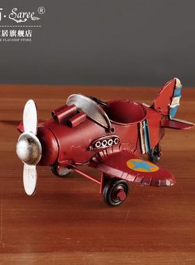 复古怀旧铁艺飞机模型摆件战斗飞机店铺家居客厅酒柜电视柜装饰品