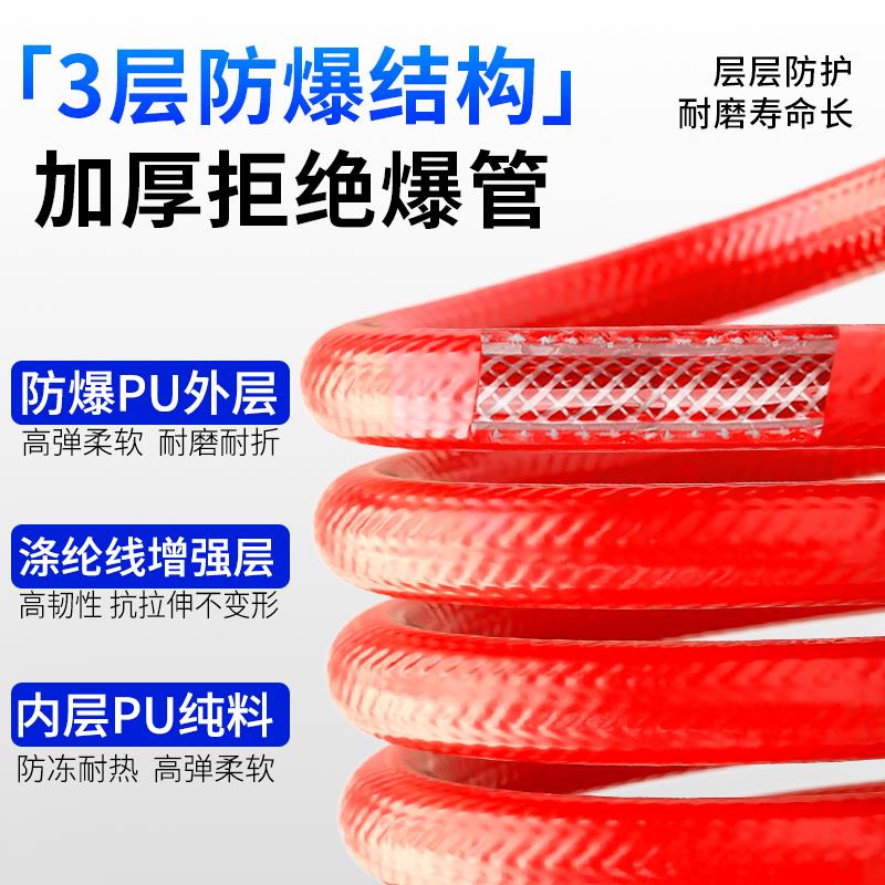 PU夹纱弹簧气管软管气动高压伸缩螺旋管空压机气泵加厚防爆充气管 - 图1