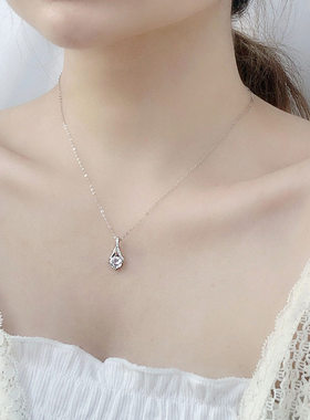 钻石之乡河南钻石商丘钻石925纯银人字项链女1克拉锁骨配饰a2587