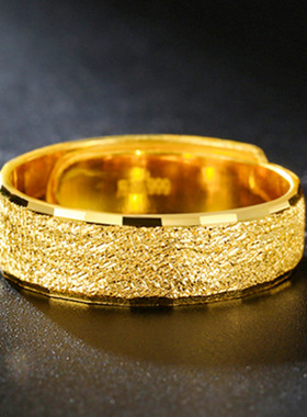 钻石之乡河南商丘真空电镀24K磨砂车花戒指 闪砂沙面开口型a2485