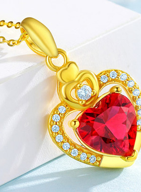 钻石之乡河南商丘浪漫镶钻永恒之心桃心吊坠 锁骨链红石锆石a0153