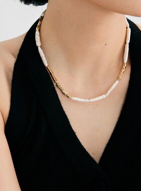 Grace trend 天然淡水珍珠银条上上签锁骨项链颈链手链 D-23a3081