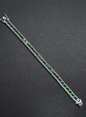 河南钻石商丘人工钻石绿尖晶钻手链森系纯银ins小众设计简约a2618