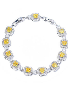 钻石之乡河南钻石人工钻石可调节彩色手链女款时尚满钻彩宝a2520